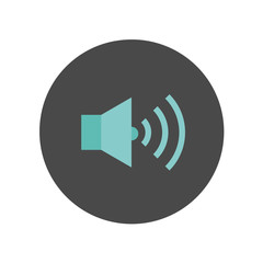 Speaker icon isolated on black background. Simple sign symbol. Sound Vector illustration for web and mobile design. 