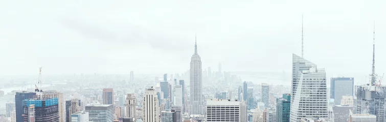 Papier Peint photo Blanche vue panoramique sur les bâtiments de la ville de new york, états-unis