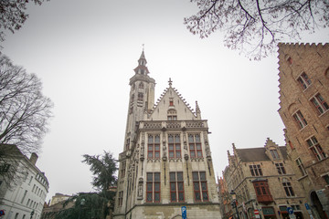 Fototapeta premium The town hall square of Bruges, Brugge, Belgium