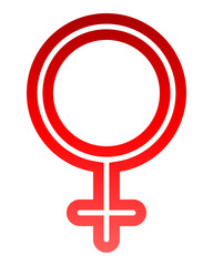 Female symbol icon - red thin rounded outlined gradient, isolated - vector