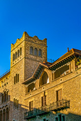 Fototapeta na wymiar Medieval Buildings at El Gotico District, Barcelona, Spain