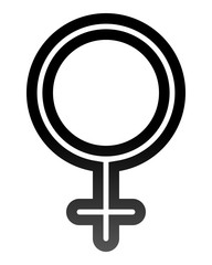 Female symbol icon - black thin rounded outlined gradient, isolated - vector