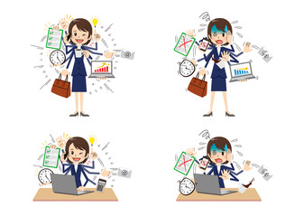 Business woman with multi tasking and multi skill
