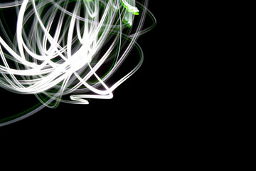 white neon abstract background image. Drawing with light, motion blur