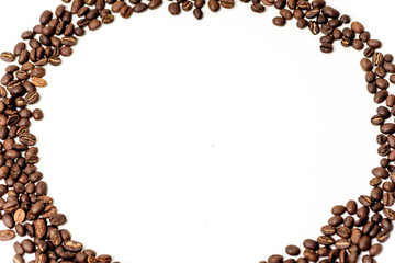 brown coffee beans on a white background