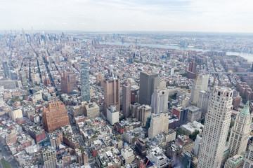 aerial view of new york city skyscrapers, usa