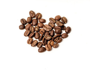 brown coffee beans on a white background