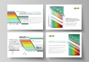 Set of business templates for presentation slides. vector layouts in flat style. Bright color rectangles, colorful design, geometric rectangular shapes forming abstract beautiful background.