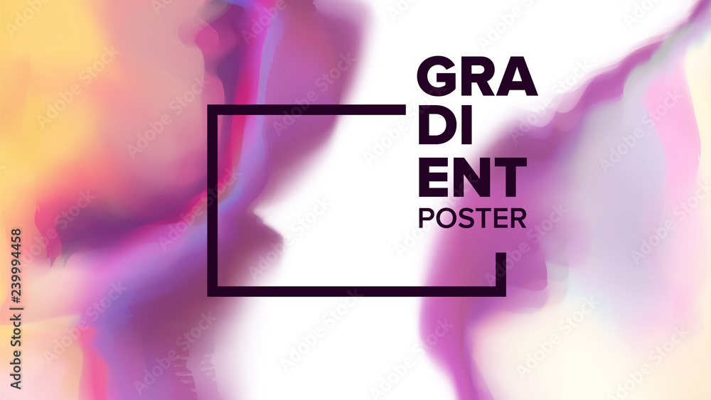 Poster gradient fluid background vector. motion backdrop. horizontal label. digital concept. liquid design 