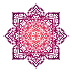 Gradient mandala. Circle ethnic ornament. Hand drawn traditional indian round element. Spiritual meditation yoga henna theme. Unique print. Template for design.