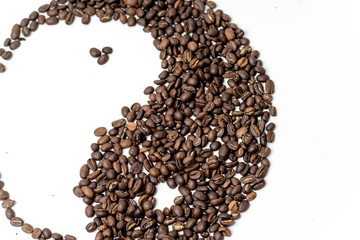 brown coffee beans on a white background
