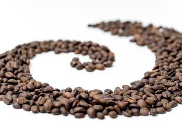 brown coffee beans on a white background