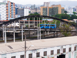 Bus crossing a bridge in the city of Belo Horizonte Brazil