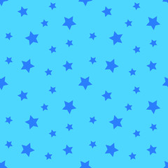 Vector seamless stars pattern. Star background based on random elements for high definition concept. Dark blue stars on blue background.