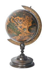 vintage globe on a wooden  stand