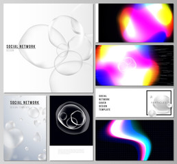 Abstract vector layouts of modern social network mockups in popular formats. SPA and healthcare design, sci-fi technology background. Futuristic or medical consept backgrounds to choose from.