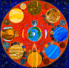 Naklejka premium Family. The solar system is like a family. The sun is the head of the family. 