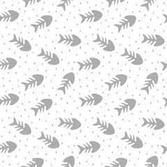 Fototapeta na wymiar Fish Bone Seamless Pattern Background, Fish Bone Vector Illustration