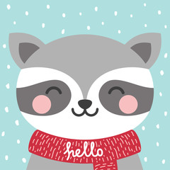 Raccoon icon pattern, animal face background