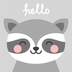 Raccoon icon pattern, animal face background