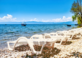 Fototapeta na wymiar Beach in Ohrid, Macedonia