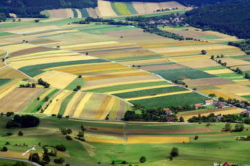 Austria, aerial view with different fields
