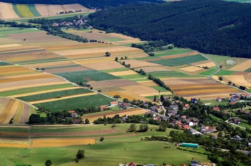 Selbstklebende Fototapete Luftbild Austria, aerial view with different fields
