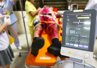 ICU patient emergency room in a hospital health