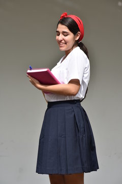 Catholic Colombian Girl Student Posing Wearing Uniform