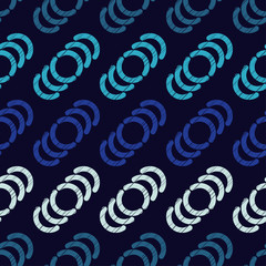 Fototapeta premium Polka dot seamless pattern. Shapes of circles and semi-circles with the old texture. Geometric background. Can be used for wallpaper, textile, invitation card, web page background.