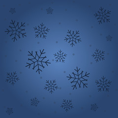 Happy New Year and Merry Christmas. Snowflakes on dark background