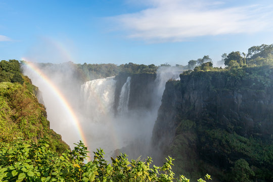 Rainbow at the Victoria Falls National  Park