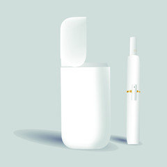 Smoking, white device, heating tobacco system, newest electronic cigarette, vector