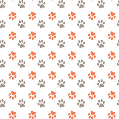 Vector seamless pattern with cat or dog,kitten or puppy footprints. Can be used for wallpaper,fabric, web page background, surface textures.