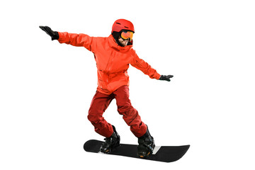 Portrait of young man in sportswear with snowboard isolated on a white studio background. The winter, sport, snowboarding, snowboarder, activity, extreme concept