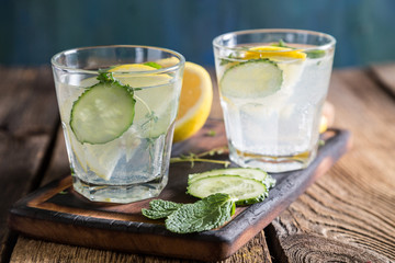 Detox water with lemon and cucumber