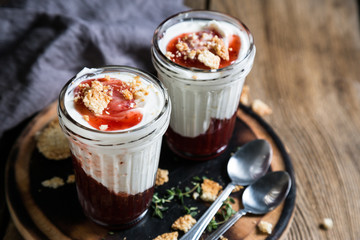 Homemade Natural Yoghurt with Raspberry Jam