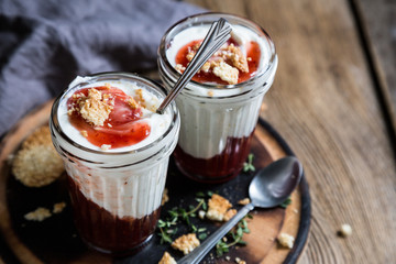 Homemade Natural Yoghurt with Raspberry Jam
