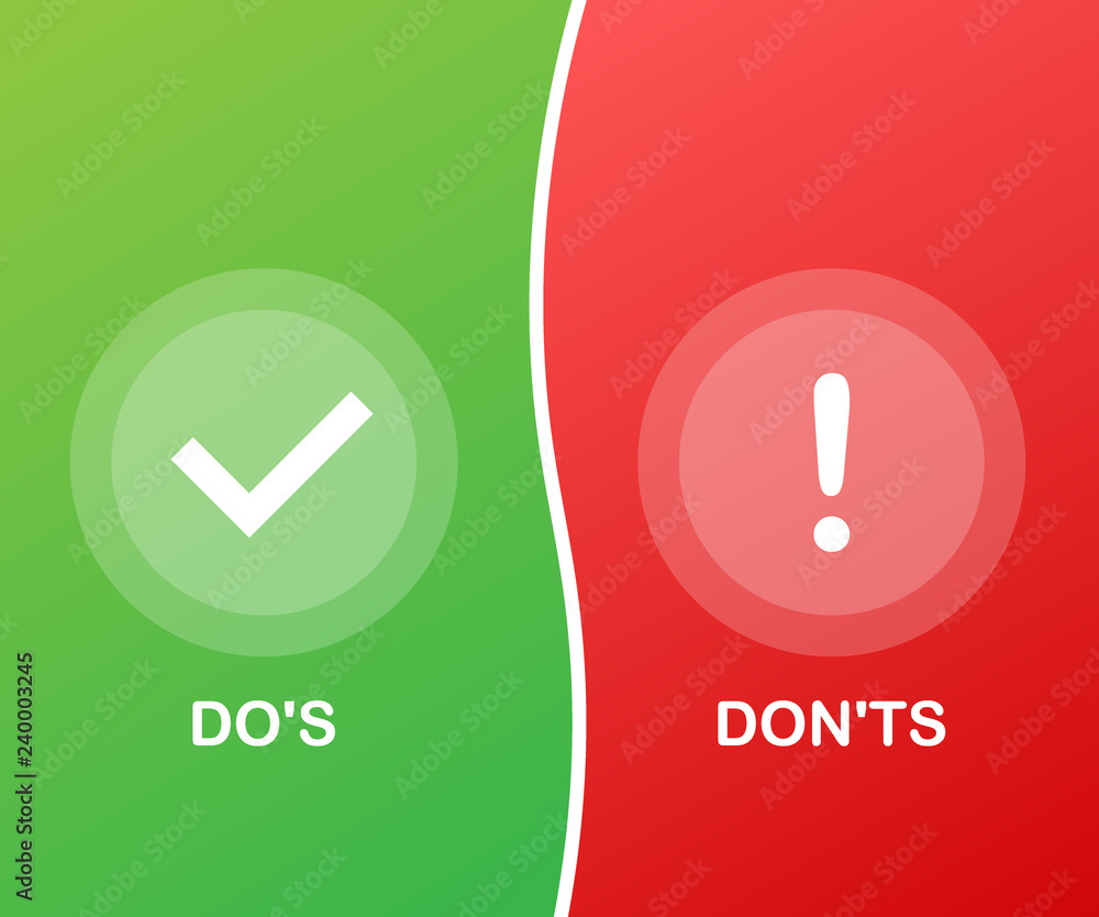 Poster do's and don'ts like thumbs up or down. flat simple thumb up symbol minimal round logotype element s