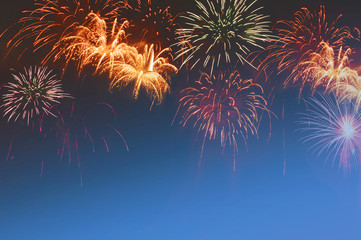 abstract fireworks background and space for text