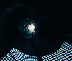 Beautiful and hypnotic spiral convoluted staircase, wide angle