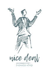 Nice deal concept business vector man sketch