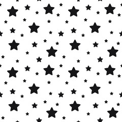 Vector seamless stars pattern. Star background based on random elements for high definition concept. Vector illustration isolated on white background.