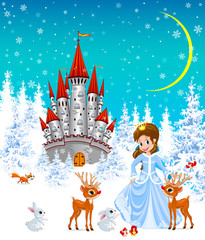 Princess, castle, animals, winter