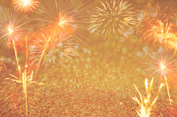 fireworks background for celebration design to gold color style