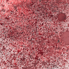 Red watercolor texture with abstract washes and brush strokes on white paper background. Trendy look. Chaotic abstract organic design. © Nastia