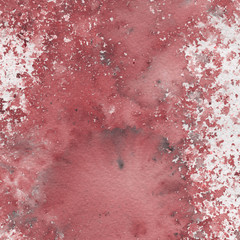 Fototapeta premium Red watercolor texture with abstract washes and brush strokes on the white paper background.