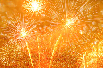 firework background for celebration design to gold color style