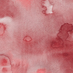 Fototapeta premium Red watercolor texture with abstract washes and brush strokes on the white paper background.