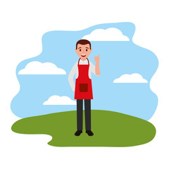 man with kitchen apron